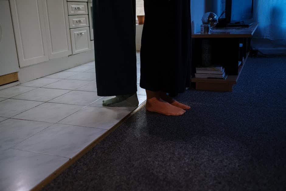Woman in Black Skirt Standing on Gray Carpet